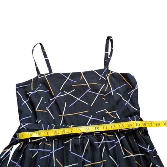 Princess Highway Miranda Dress Strappy Full Skirt Black Geometric Women's 8 - Picture 3 of 13
